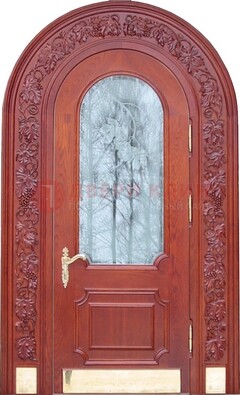 Толстая металлическая арочная дверь со стеклом ДА-20 в Яхроме
