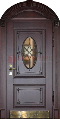 Арочная металлическая дверь с виноритом ДА-38 в Яхроме