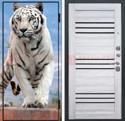 Стальная дверь с фотопечатью тигра ДФ-12 в Яхроме