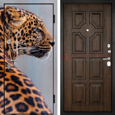Металлическая дверь с фотопечатью леопарда ДФ-26 в Яхроме
