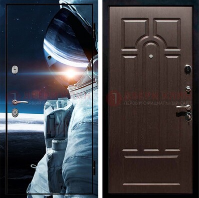 Стальная дверь с фотопечатью космонавта ДФ-4 в Яхроме