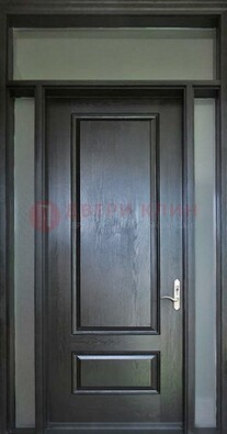 Черная металлическая дверь с фрамугами и стеклом ДФГ-24 в Яхроме