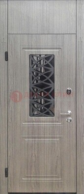 Металлическая дверь Винорит стекло и ковка с фрамугой ДФГ-33 в Яхроме