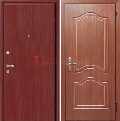 Красная металлическая дверь с ламинатом МДФ внутри ДЛ-8 в Яхроме