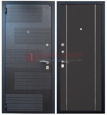 Темная металлическая дверь с МДФ ДМ-105 в деревянный дом в Яхроме