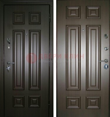 Темная металлическая дверь с МДФ ДМ-136 в квартиру в Яхроме