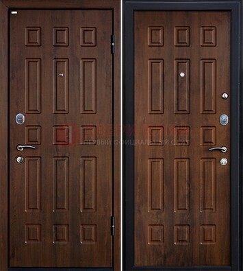 Коричневая металлическая дверь с МДФ ДМ-156 для квартиры в Яхроме