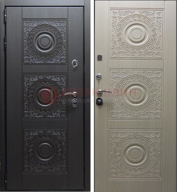 Темная стальная дверь с МДФ ДМ-161 для коттеджа в Яхроме
