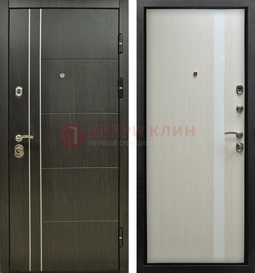 Морозостойкая темная металлическая дверь с МДФ ДМ-164 в Яхроме