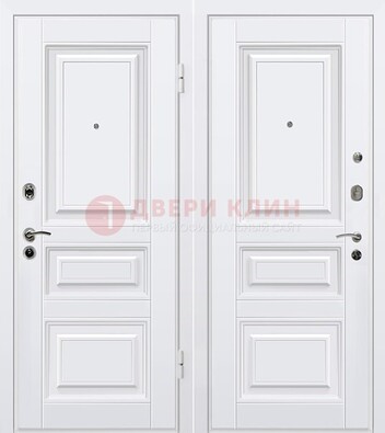 Белая металлическая дверь с МДФ ДМ-179 в Яхроме