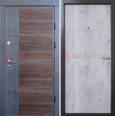 Серая железная дверь коричневой вставкой МДФ ДМ-211 в Хотьково