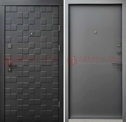 Темная стальная филенчатая дверь с МДФ ДМ-221 в Яхроме