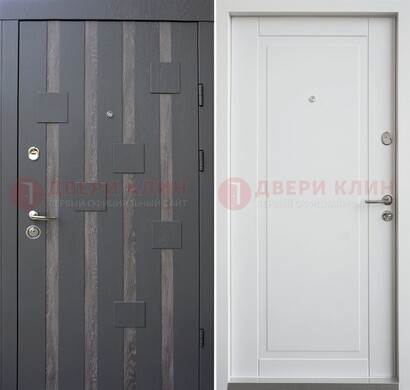 Темная металлическая дверь c белом МДФ внутри ДМ-231 в Нижнем Новгороде