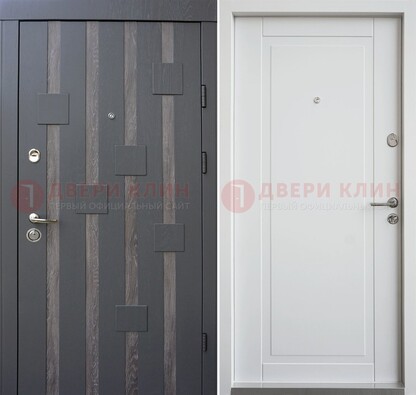 Темная металлическая дверь c белом МДФ внутри ДМ-231 в Яхроме