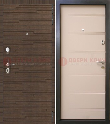 Коричневая  железная дверь c фрезерованной МДФ ДМ-248 в Яхроме