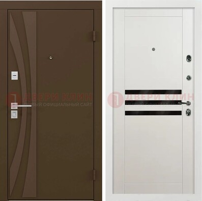 Стальная коричневая дверь с МДФ панелями ДМ-293 в Яхроме