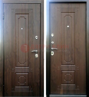 Коричневая металлическая дверь с МДФ ДМ-32 на дачу в Яхроме