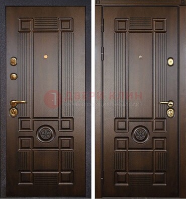 Квартирная коричневая железная дверь с МДФ ДМ-45 в Яхроме