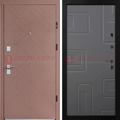 Красная стальная дверь в квартиру с МДФ хайтек ДМ-493 в Яхроме