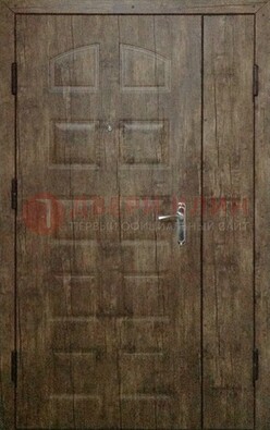 Коричневая тамбурная двухстворчатая дверь с МДФ ДМ-539 в Яхроме