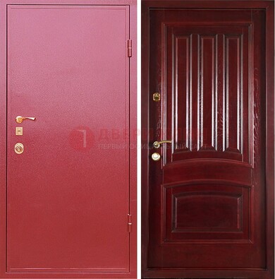 Красная металлическая дверь с порошковым напылением ДП-165 в Яхроме