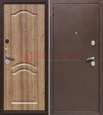 Коричневая железная дверь с порошковым окрасом ДП-191 в Уфе
