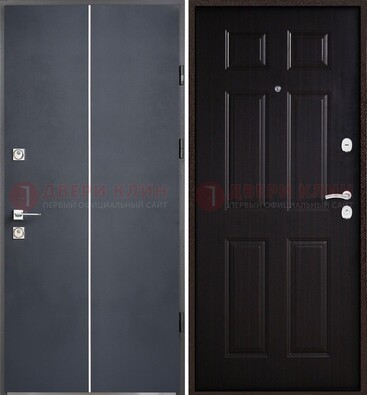 Железная дверь с порошковым покрытием и отделкой Темный орех внутри ДП-211 в Яхроме