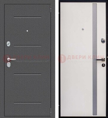 Железная дверь с порошковым напылением и белой МДФ ДП-212 в Красноармейске