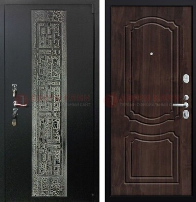 Темная входная дверь с порошковым покрытием и МДФ внутри ДП-224 в Мытищах
