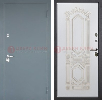 Стальная дверь с порошковым напылением с резной белой МДФ ДП-231 в Яхроме