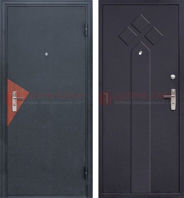 Черная входная дверь с порошковым напылением и узором внутри ДП-241 в Талдоме