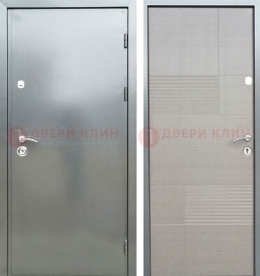 Металлическая серая дверь с порошковым покрытием и серым МДФ внутри ДП-250 в Сургуте