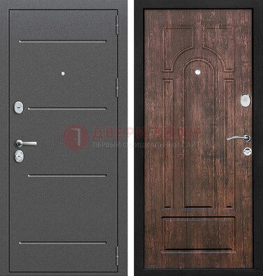 Железная дверь Антик серебро с порошковым напылением и МДФ Тисненый орех ДП-260 в Яхроме