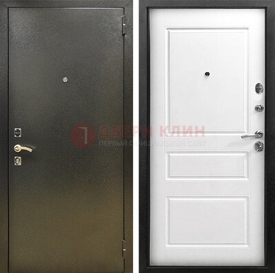 Входная дверь Темное серебро с порошковым напылением и белой МДФ ДП-272 в Яхроме