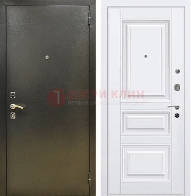 Железная темно-серая дверь с порошковым напылением и белой МДФ ДП-274 в Яхроме