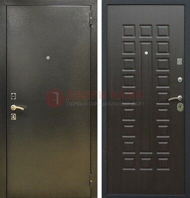 Темно-серая железная дверь с порошковым покрытием и МДФ Венге ДП-287 в Яхроме