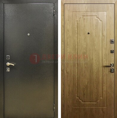 Темно-серая входная дверь с порошковым покрытием и МДФ Золотой дуб ДП-291 в Яхроме
