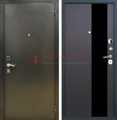Входная темная дверь с порошковым покрытием и МДФ со стеклом ДП-294 в Сургуте