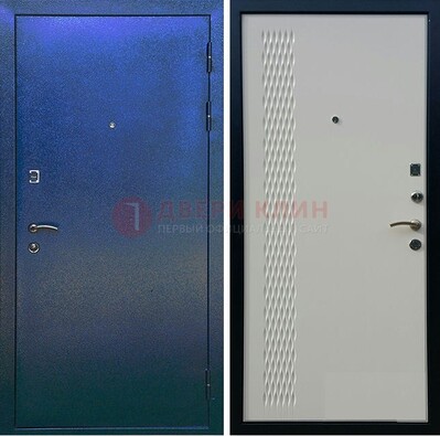 Синяя железная дверь с порошковым напылением ДП-49 в Яхроме