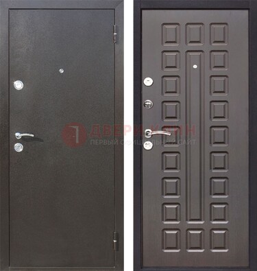 Коричневая железная дверь с порошковым окрасом ДП-63 в Яхроме