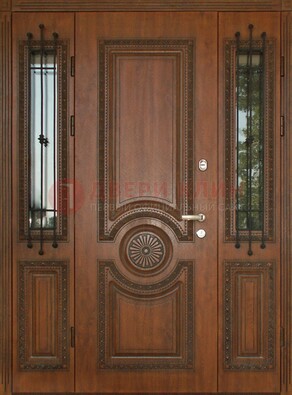Парадная распашная стальная дверь Винорит со стеклом ДПР-106 в Яхроме