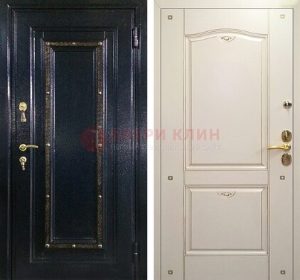 Парадная дверь с золотистым декором ДПР-3 в квартиру в Яхроме