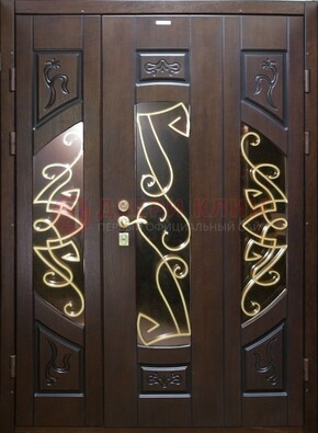 Парадная дверь со стеклом и ковкой ДПР-1 в каркасный дом в Яхроме