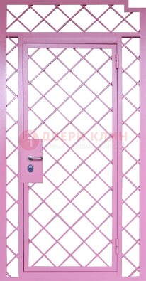 Розовая металлическая решетчатая дверь ДР-15 в Яхроме