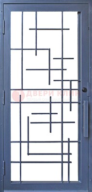 Современная железная решетчатая дверь синяя ДР-31 в Яхроме