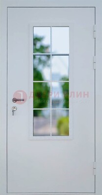 Белая железная дверь порошок со стеклом ДС-31 в Яхроме