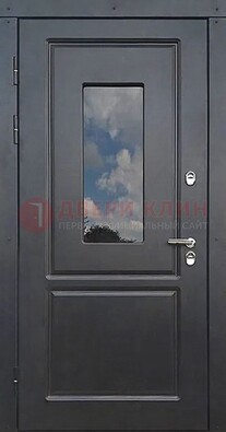 Чёрная металлическая дверь со стеклом ДС-77 в Яхроме