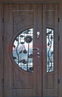 Входная дверь стекло с ковкой и резьбой ДСК-202 в Яхроме