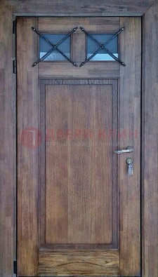 Металлическая дверь с Виноритом со стеклом и ковкой под старину ДСК-209 в Яхроме