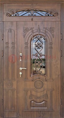 Распашная стальная дверь Винорит со стеклом и ковкой ДСК-232 в Яхроме